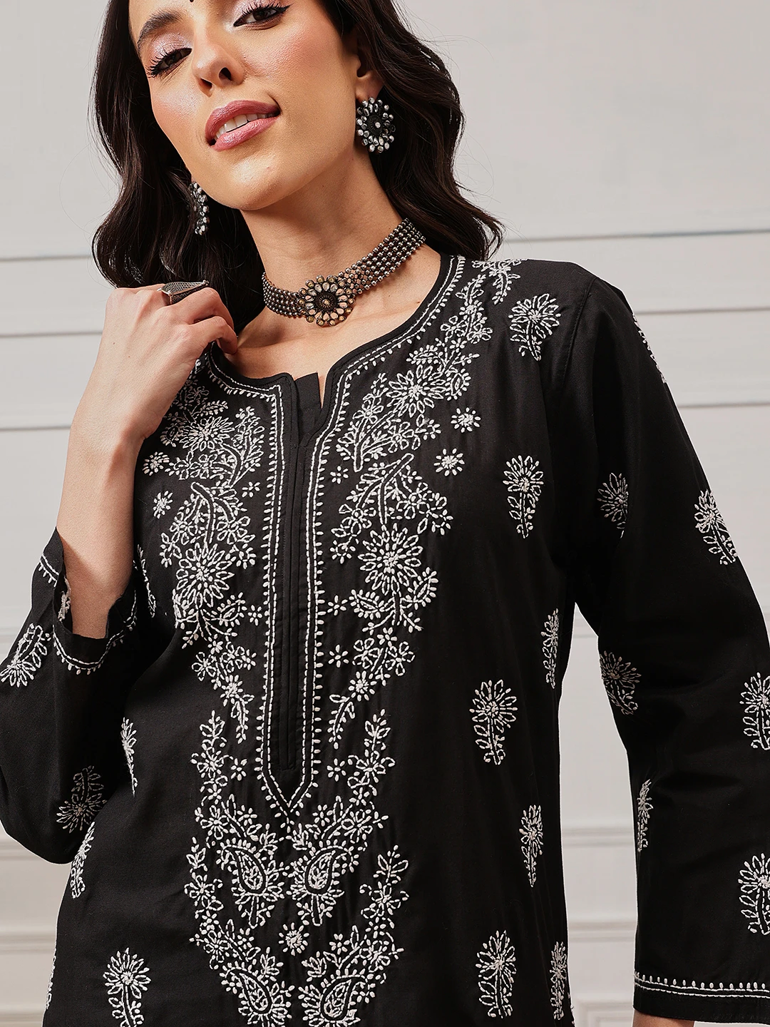 Ada Women's Hand Embroidered Traditional Indian Chikankari Georgette Sea Green Kurta/Kurti With Slip A184712 (2XL
