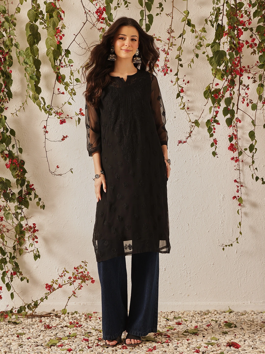 Ada Black Georgette Chikankari Kurti A165598 Ada Black Georgette Chikankari Kurti A165598